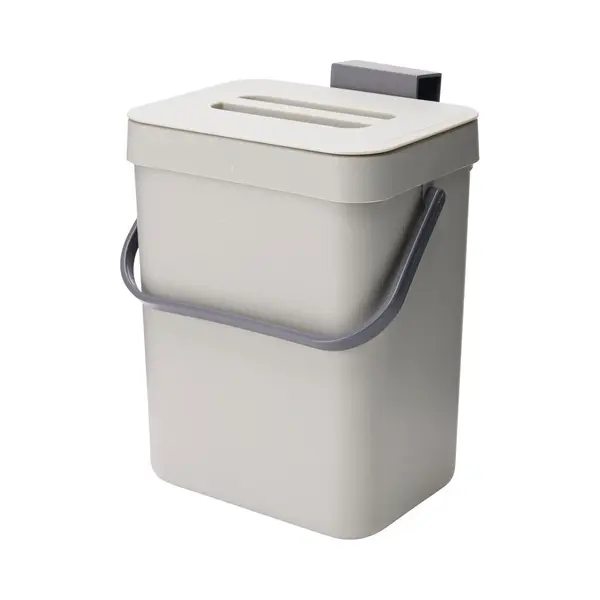 Storage Solutions Gft Afvalbakje Voor Aanrecht - Of Aan Keuken Kastje - 3L - Grijs - Afsluitbaar - Ophangbaar - Compostbakje thumbnail
