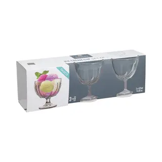 Excellent Houseware IJcoupes / Dessert Serveer Schaaltjes Op Voet - Set 3x Stuks - Glas - 425 Ml - Transparant