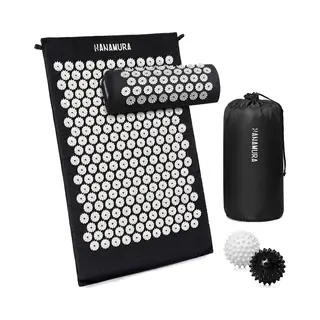 Hanamura Shakti Mat - Xl Spijkermat Met Kussen, Opbergzak & 2 Triggerpoint Ballen - Acupressuur Mat - 74x44cm - Wit