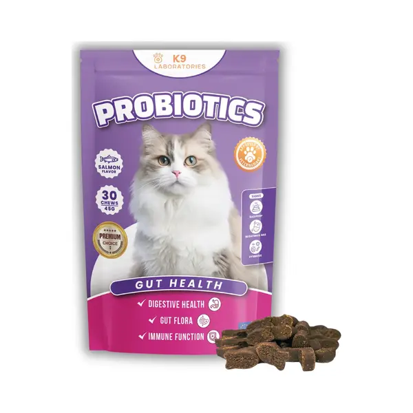 K9 Laboratories Probiotika Für Katzen – Natürliches Ergänzungsfuttermittel Für Darmflora & Immunsystem – Snack Bei Durchfall & Blähungen – 30 Stück thumbnail
