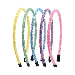 Mylinsé 5 Stuks - Glitters Meisjes Haarbanden - Diadeem - Mintgroen, Blauw, Paars, Roze En Geel