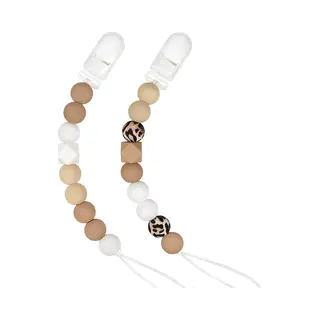 Miniiyou 2 Stuks - Speenkoord Baby - Siliconen Kralen - Beige, Taupe, Luipaard Print