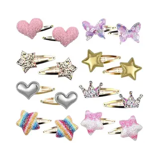 Miniiyou 16 Stuks Meisjes Haarspeldjes – Kleurrijke Kinder Haarclipjes – Hart, Ster, Vlinder & Kroon – Multicolor Haaraccessoires