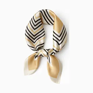 Mylinsé Dames Haarsjaal - Neksjaal Vierkant - 70x70 Cm - Gold Black Stripes