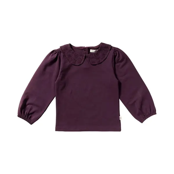 Your Wishes Single Jersey Collar Longsleeve Tops & T-shirts Meisjes - Shirt - Bordeaux - Maat 98 thumbnail