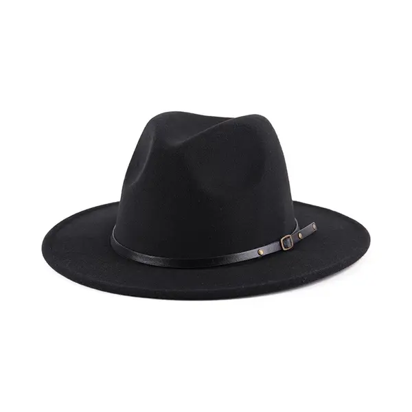 BukkitBow - Luxe Fedora Hoed - Stijlvolle Dames Zomerhoed - Elegante Wol Polyester Hoed Voor Alle Seizoenen En Gelegenheden - Zwart thumbnail