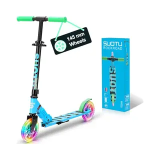 Suotu Roller Kinder Mit 145 Mm Rollen, 100 Kg Tragkraft, Scooter Mit Leuchtrad Für 3-12 Jahren, Zusammenklappbarer, Höhenverstellbarer, Cityroller