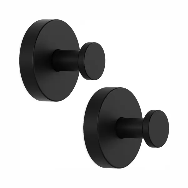 Botc Handdoekhaakjes - Haken - Handdoekhouder Met Zuignappen - Rvs - Set Van 2 - Ø 60 Mm - Zwart thumbnail