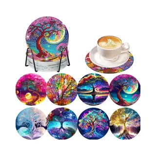 Botc Diamond Painting - Onderzetters Met Houder - Set Van 8 - Pakket Volwassenen En Kinderen - Cadeau
