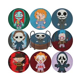 Botc Diamond Painting - Onderzetters Met Houder - Set Van 8 - Pakket Volwassenen En Kinderen - Cadeau - Halloween