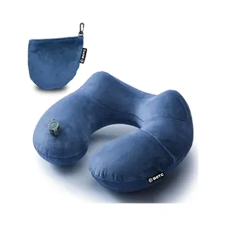 Botc Nekkussen Opblaasbaar - Draagbaar Travel Pillow - Memoryfoam - Reiskussen Voor Vliegtuig En Auto - Blauw - 1 Stuk