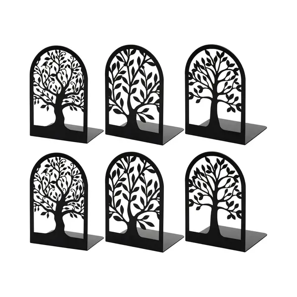 Botc Boekensteun - Set Van 6 - Metalen Boekenstandaard - Boekenhouder - Boeksteun - Book Holder - Zwart thumbnail