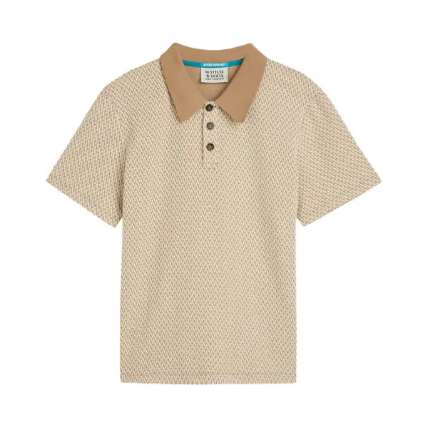 Scotch and Soda Scotch & Soda Strickpolo Jacquard Beige - Größe M thumbnail