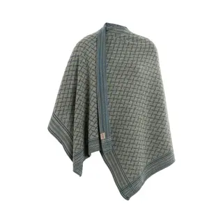 Knit Factory - Dusk Poncho Cape - Elegant Gestrickter Damen Cape - Wickelschal Mit Wolle - Hochwertige Qualität - Laurel/Urban Green