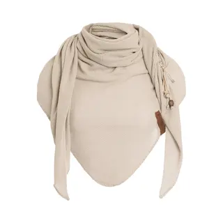 Knit Factory Lola Gebreide Omslagdoek - Driehoek Sjaal Dames - Katoenen Sjaal - Luchtige Sjaal Voor De Lente, Zomer En Herfst - Linnen - Beige -