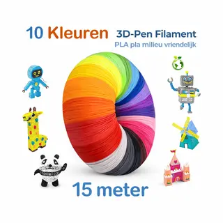 vowlux 3D Pen Vullingen – Pla Filament 1, 75mm – 10 Kleuren – 15 Meter – Niet Giftig, Afbreekbaar Pla – Universele Navulling – Geschikt Voor
