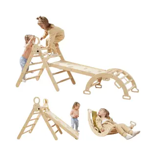 Livista Houten Klimrek Xl - Klimdriehoek Met Glijbaan Voor Baby & Peuter Binnen