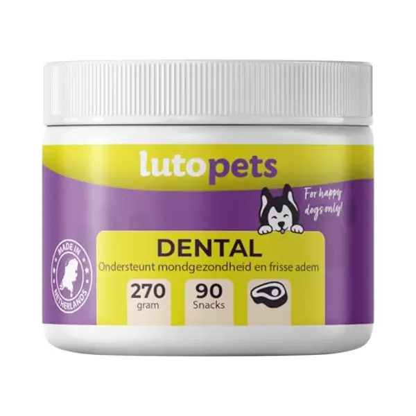 lutopets Frisse Adem & Gezond Gebit Snacks Voor Hond - Dental Bright Dog - Voorkomt Stinkende Adem - Alternatief Voor Tandpasta Hond & Tandenborstel - thumbnail