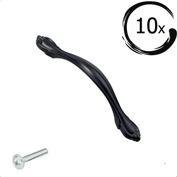 By Mjm 10X Klassieke Strak Handgreep Zwart 128 Mm - Klassiek - Handgrepen Voor Deurtjes - Deurgreep Orlando - Meubelgreep - Handgreep Zwart- Keukengreep - thumbnail