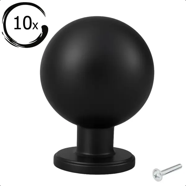 By Mjm 10X Meubelknop Madison Rond Zwart - Kast Knopjes - Kastknoppen Zwart - Meubelknop- - Deurknoppen Voor Kasten - Meubelbeslag - Deurknopjes - thumbnail