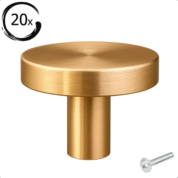 By Mjm 20X Meubelknop Harbor Rond Goud - Kast Knopjes - Kastknoppen Goud - Meubelknop- - Deurknoppen Voor Kasten - Meubelbeslag - Deurknopjes - Kastknopjes thumbnail