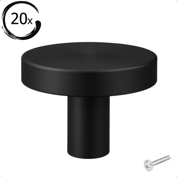 By Mjm 20X Meubelknop Harbor Rond Zwart - Kast Knopjes - Kastknoppen Zwart - Meubelknop- - Deurknoppen Voor Kasten - Meubelbeslag - Deurknopjes - Kastknopjes thumbnail