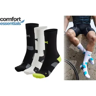 Comfort Essentials Fietssokken Hoog 3-Pack – Fietssokken Heren – Fietssokken Dames – Wielrensokken – Fiets Sokken - Multi Zwart - Maat 43/46