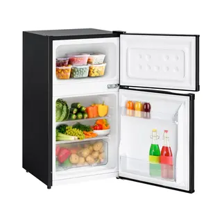 KitchenBrothers Koelkast - 61L Koelvak - 24L Vriesvak - Koelvriescombinatie - IJskast - Frigo - Vrijstaand - Zwart