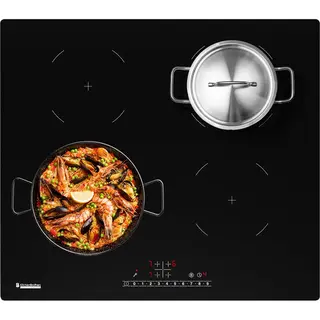 KitchenBrothers Inductie Kookplaat - Inbouw Inductieplaat - 60 Cm - 4 Zones - 1 En 2 Fase - Tot 2400W - Zwart