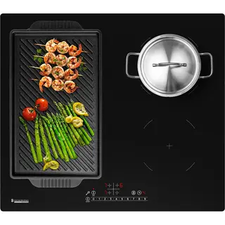 KitchenBrothers Inductie Kookplaat - Inbouw Inductieplaat - 60 Cm - 4 Zones - 1x Flexzone - 1 En 2 Fase - Tot 2400W - Zwart