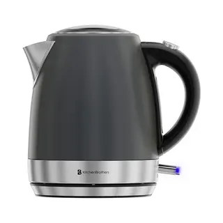 KitchenBrothers Waterkoker - Elektrisch - Pfas En Bpa Vrij - 1 Liter - Klein Camping Formaat - Reiswaterkoker Met Kalkfilter - Titanium Grijs/Rvs