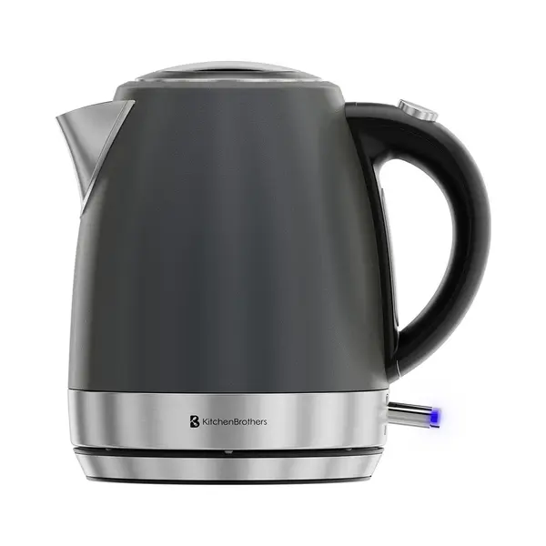 KitchenBrothers Wasserkocher - Elektrisch - 1 Liter - Kleine Campinggröße - Reise-Wasserkocher Mit Kalkfilter - Titanium Grau/Rvs thumbnail