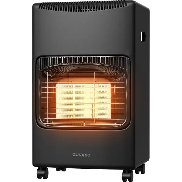 Auronic Mobiele Gaskachel - Met Wieltjes - Tot 60 M² - 4100W Gas Heater - Inclusief Gasdrukregelaar En Gasslang - Zwart thumbnail
