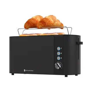 KitchenBrothers Broodrooster - Pfas En Bpa Vrij - Toaster - 6 Warmteniveaus - 2 Extra Lange Sleuven - 1520W - Zwart