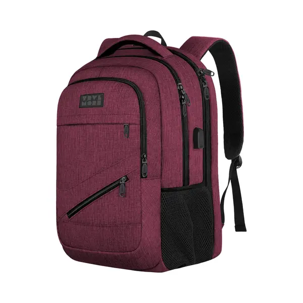 Trvlmore 28L Rugzak - Rugtas Met 15, 6 Inch Laptopvak - Schooltas - Spatwaterdicht - Heren En Dames - Jongens En Meisjes - Burgundy thumbnail
