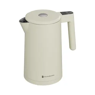 KitchenBrothers Wasserkocher - 1.7L - Mit Temperaturregelung - Elektrisch - Warmhaltefunktion - Display - Doppelwandig - Cool-touch - 2200W - Beige