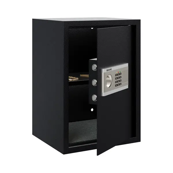 Auronic Elektronische Kluis Xl - Cijferslot - 2 Sleutels - Muurbevestiging - Alarm - 54L - 35x31x50cm - Staal - Zwart thumbnail