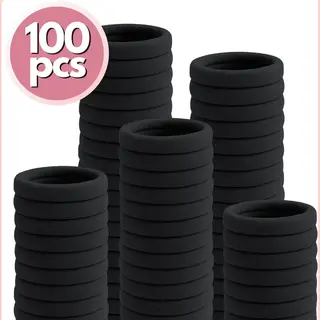 Renalux - Haarelastiekjes Zwart - Haarelastiekjes Meisjes Zonder Metaal - Haar Elastiekjes Xxl Set Zwart - Totaal 100 Stuks