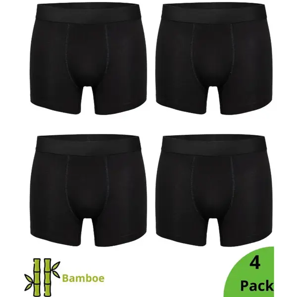 Nova Collection - Bamboe Boxershorts - 4 Pack - Heren Onderbroeken - Bamboo - Heren Ondergoed - Casual - Boxer - Zwart - Maat M thumbnail