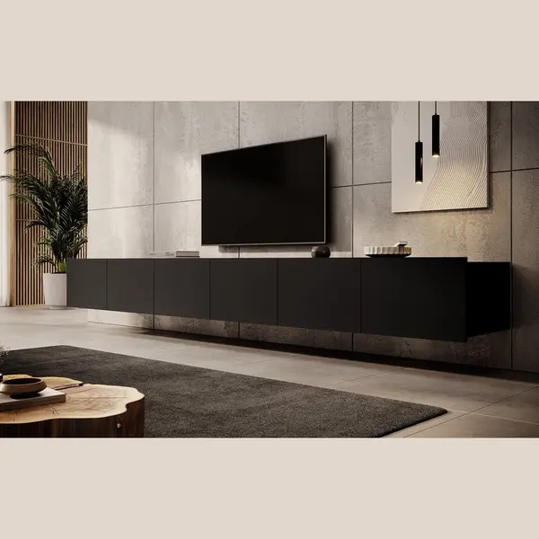 Meubella Tv-Meubel Calabas - Mat Zwart - 300 Cm thumbnail