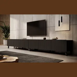 Meubella - Tv-Meubel Pepinos 2 - Mat Zwart - 300 Cm