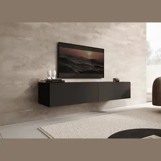 Meubella - Tv-Meubel Palm - Mat Zwart - 160 Cm