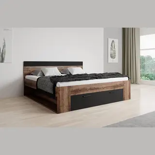 Meubella Tweepersoonsbed Brown - Zwart - Eiken - 160x200 Cm