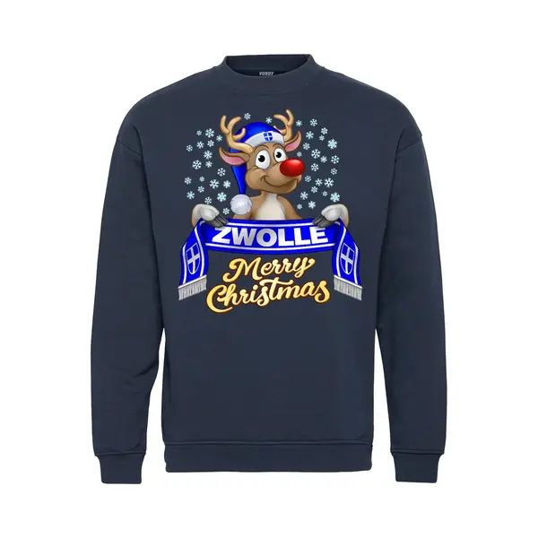Vundy Kersttrui Zwolle | Foute Kersttrui Dames Heren | Kerstcadeau | Pec Zwolle Supporter | Navy | Maat 140/152 thumbnail