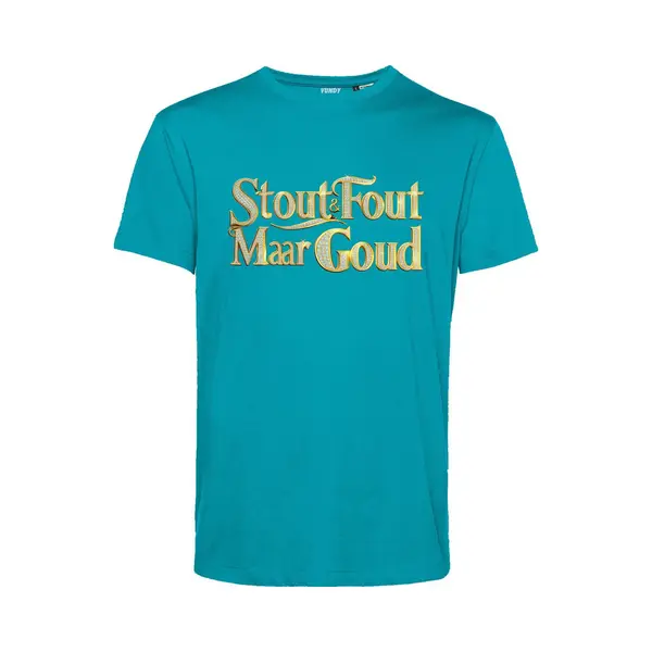 Vundy T-shirt Gouden Tekst Met Diamantjes | Toppers In Concert 2025 | Stout & Fout Maar Goud | Foute Party Shirt | Turquoise | Maat M thumbnail
