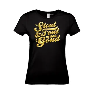 Vundy Dames T-shirt Tekst Stout & Fout Maar Goud | Toppers In Concert 2025 | Stout & Fout Maar Goud | Foute Party Shirt | Zwart Dames | Maat L