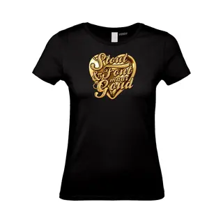 Vundy Dames T-shirt Gouden Hart | Toppers In Concert 2025 | Stout & Fout Maar Goud | Foute Party Shirt | Zwart Dames | Maat Xxxl