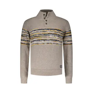 N.z.a. Nza - Bruine Katoenen Trui Met Geel Zwarte Print - Chestnut