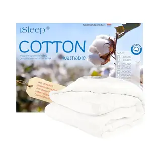 ISleep Katoenen Enkel Kinderdekbed - 100% Katoen - Ledikant - 100x135 Cm - Wit
