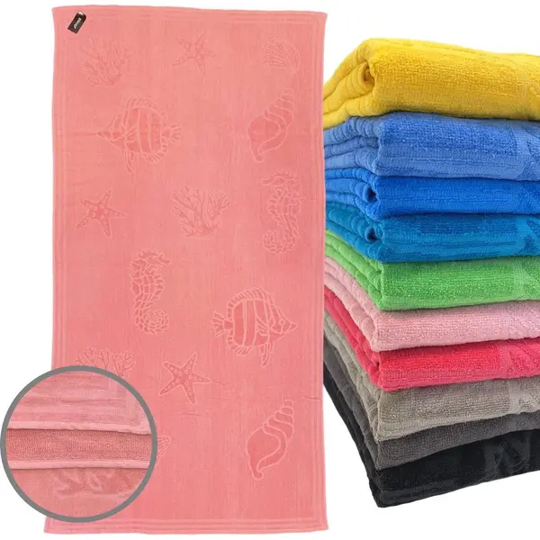 ISleep Strandlaken Schelp - 100% Katoen - Extra Groot - 100x200 Cm - Roze thumbnail